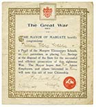  Savings Certificate, Mayor 1914  | Margate History